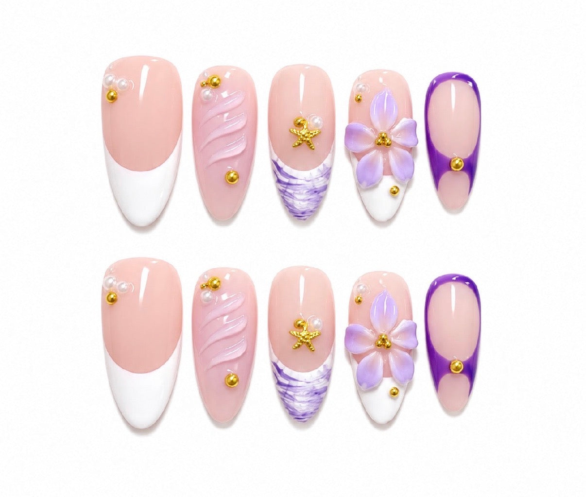 Liliana Lavender Shores - Almond French Press On Nails