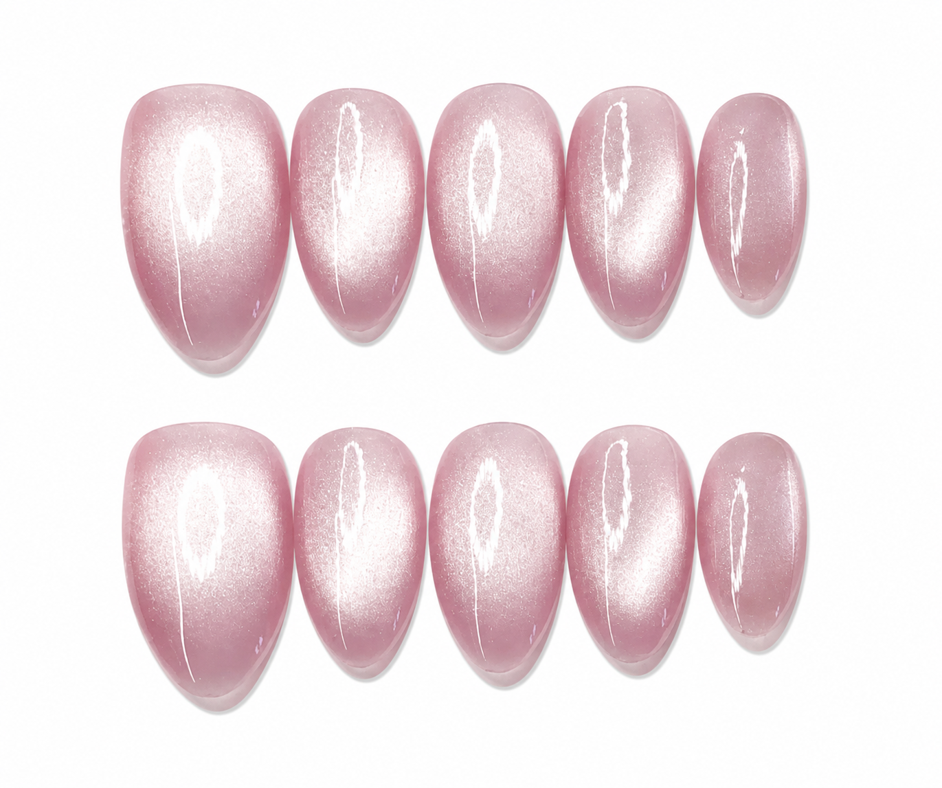 Bella – Pink Glow Chrome Short Almond Press-On Nails CB12