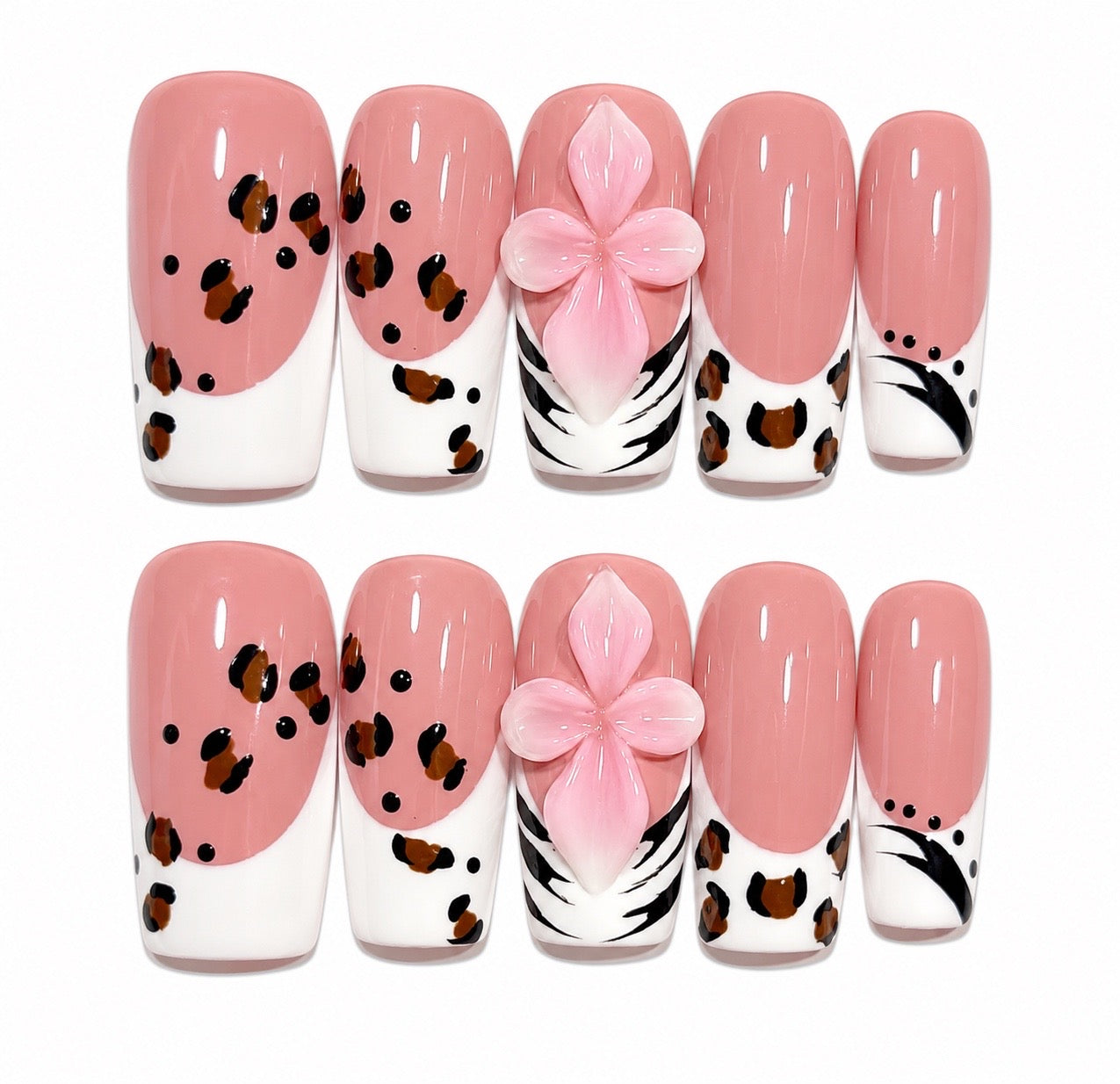 Linda Leopard- French Square Press On Nails