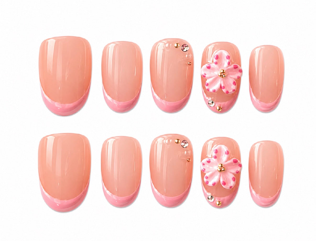 Lily – Blush Bloom French Press-On Nails