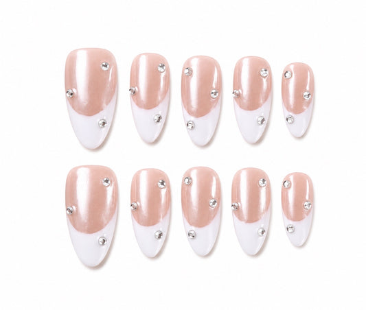 Doriah Diamond- French Pearl Press On Nails