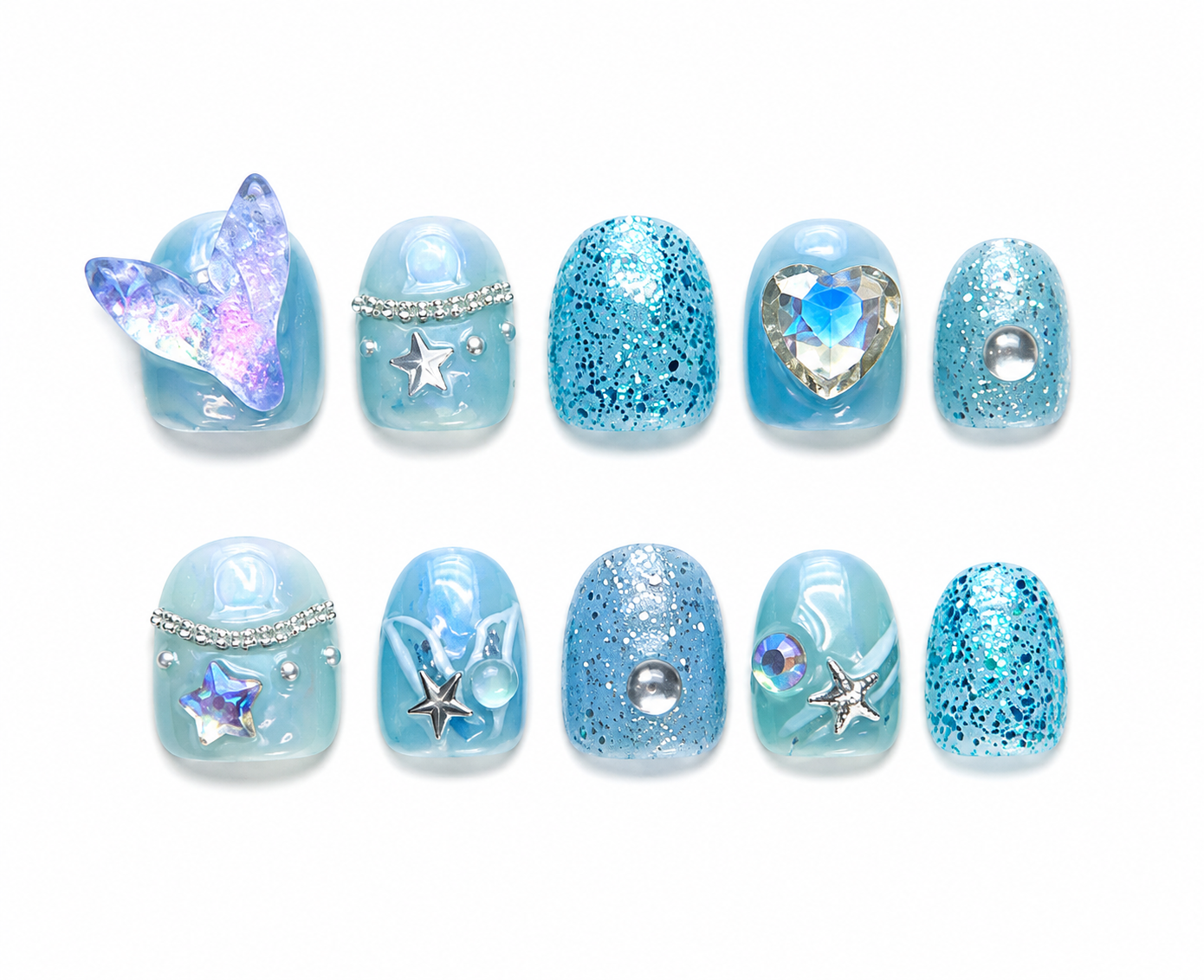 KIDS Collections: Dream Mermaid - short round kids press-on nails