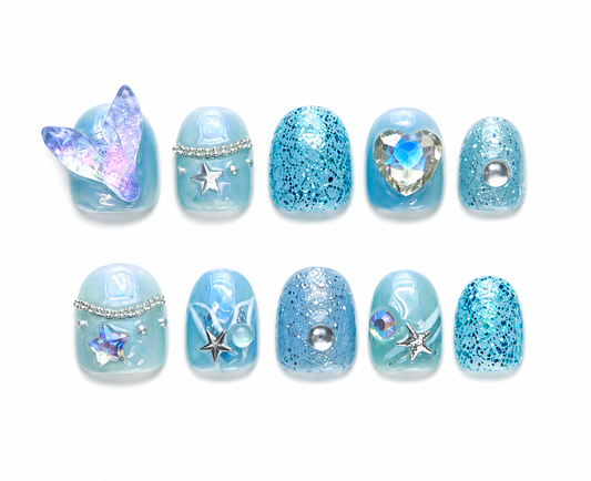 KIDS Collections: Dream Mermaid - short round kids press-on nails