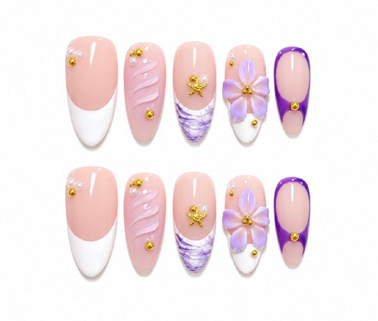 Liliana Lavender Shores - Almond French Press On Nails