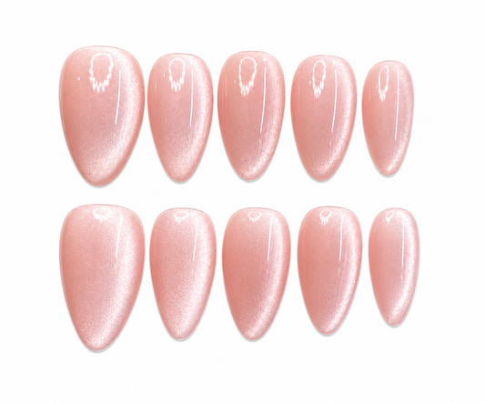 Blush Glow Cat Eye Press On Nails CM23