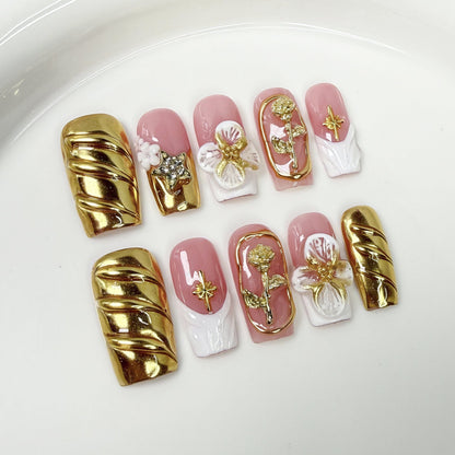 Golden Blossom Series Press-On Nails