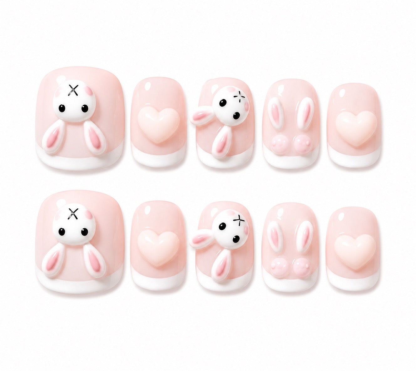 KIDS Collection: Bunny – short round handmade kids press-on nails