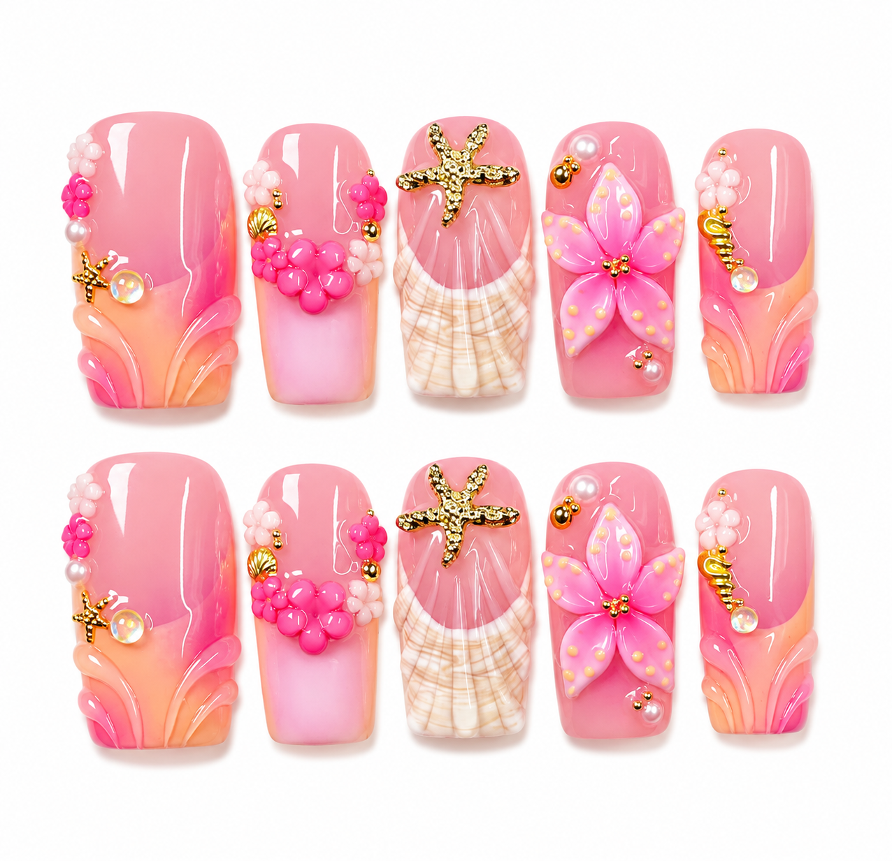 Coral Whisper Series Press-On Nails