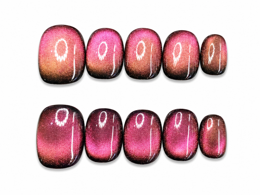 Sunset Chrome Glow Cat Eye Press-On Nails CM12