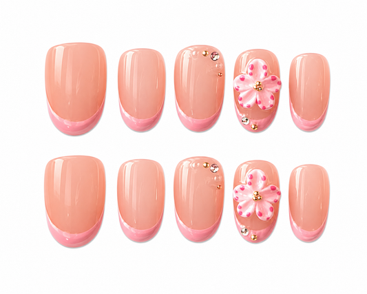 Lily – Blush Bloom French Press-On Nails