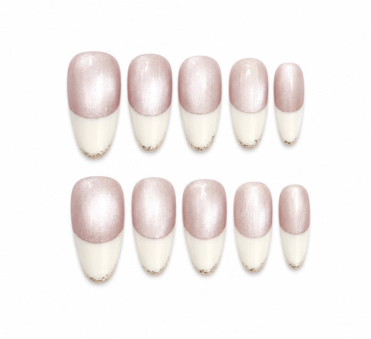Kristy- Cateye Champagne French Press On Nails