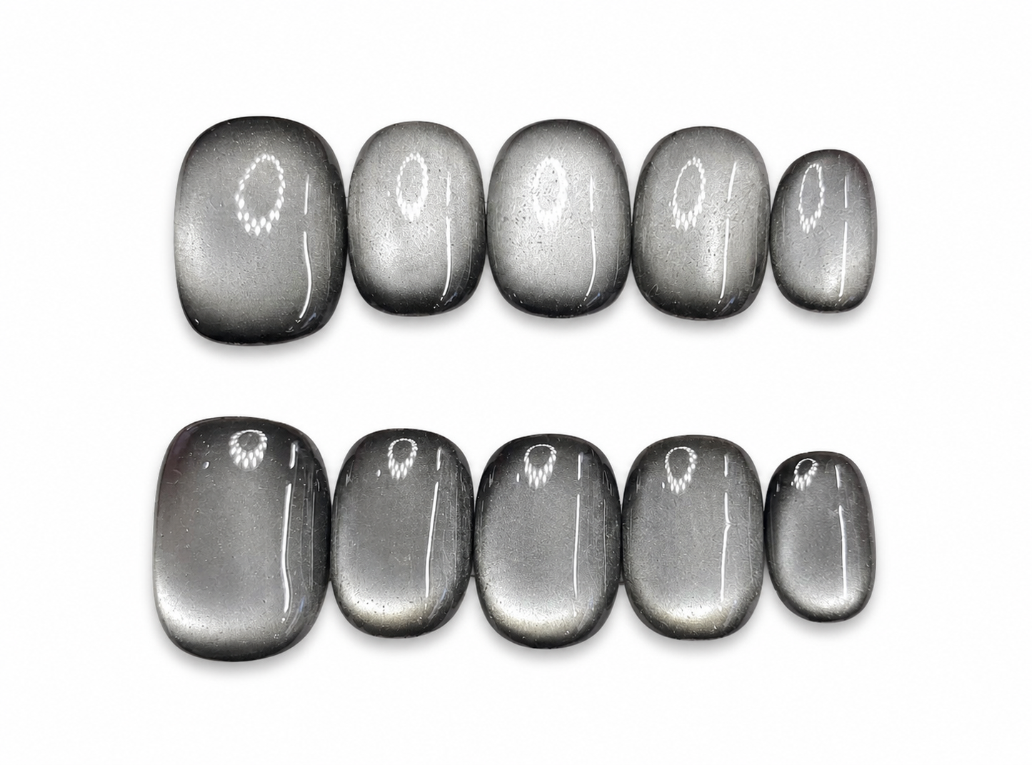 Smoked Chrome Gradient Cat Eye Press-On Nails CM11