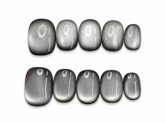 Smoked Chrome Gradient Cat Eye Press-On Nails CM11