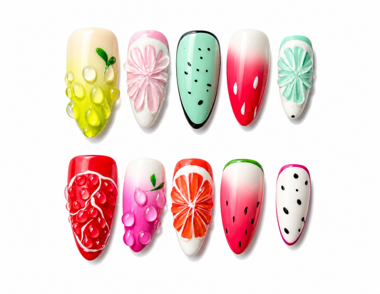 Fruity Pop - Almond Medium Length Press On Nails