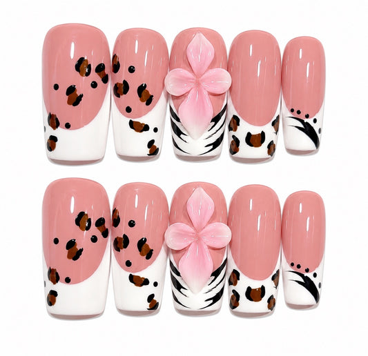 Linda Leopard- French Square Press On Nails