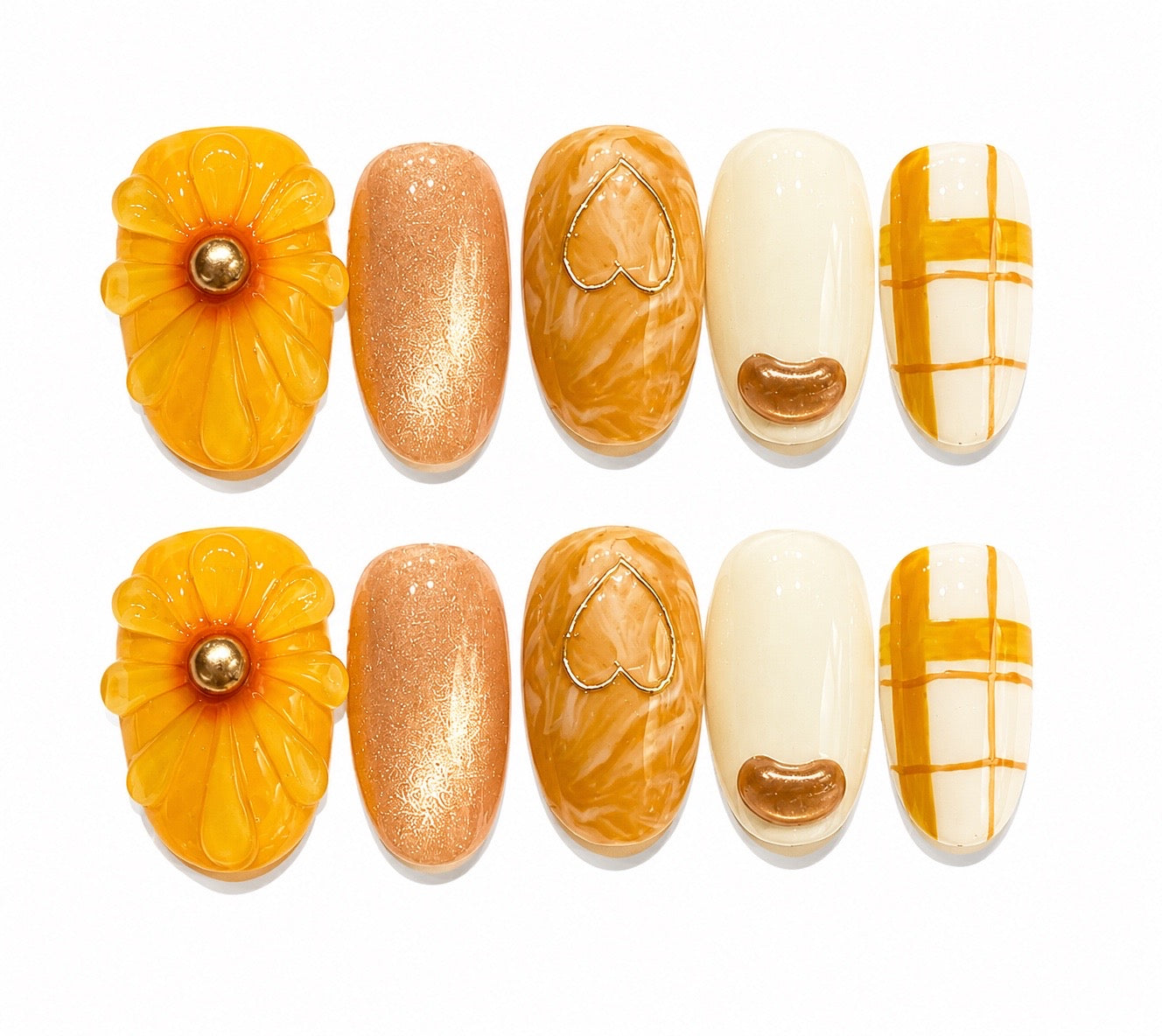 Daisy Rae - Yellow plaid Short Almond Press On Nails