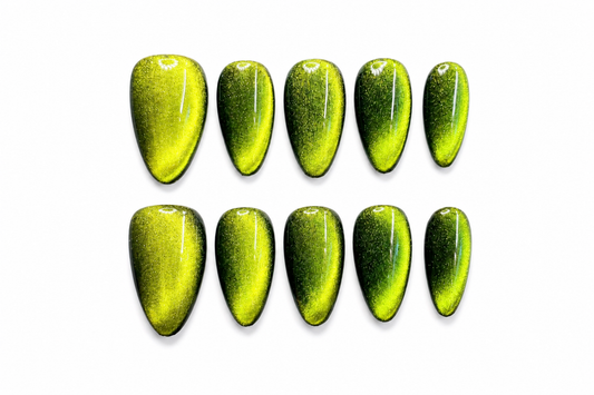 Electric Lime Cat-Eye Press-On Nails CM04
