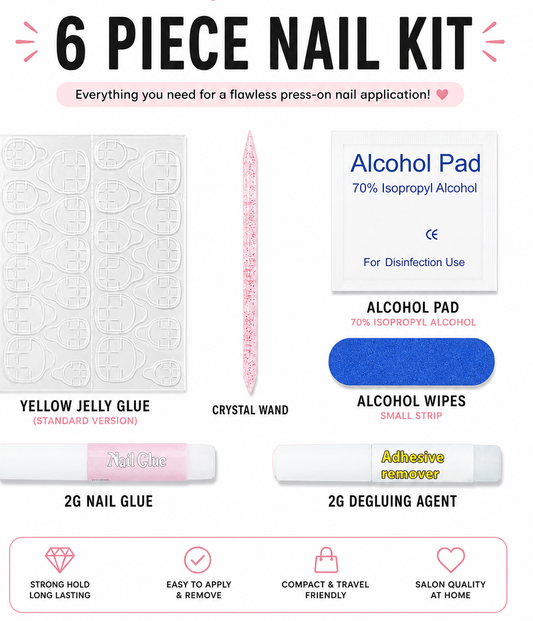Application Nail Kit 6 Piece Press-On Nail Kit- MUST HAVE