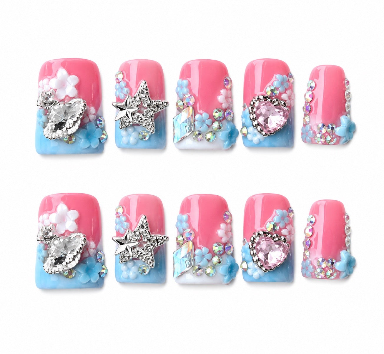 Kawaii - 3D Charm Press On Medium Length Nails