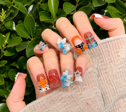 Candy Crush– 3D Y2K Flare Press On Short Square Nails