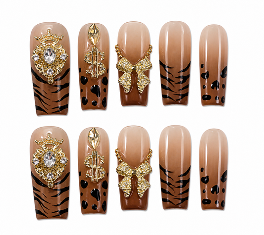 Golden Safari - Press On Nails