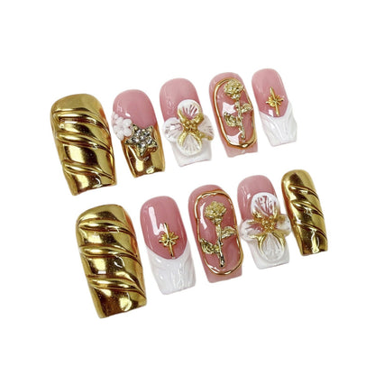 Golden Blossom Series Press-On Nails
